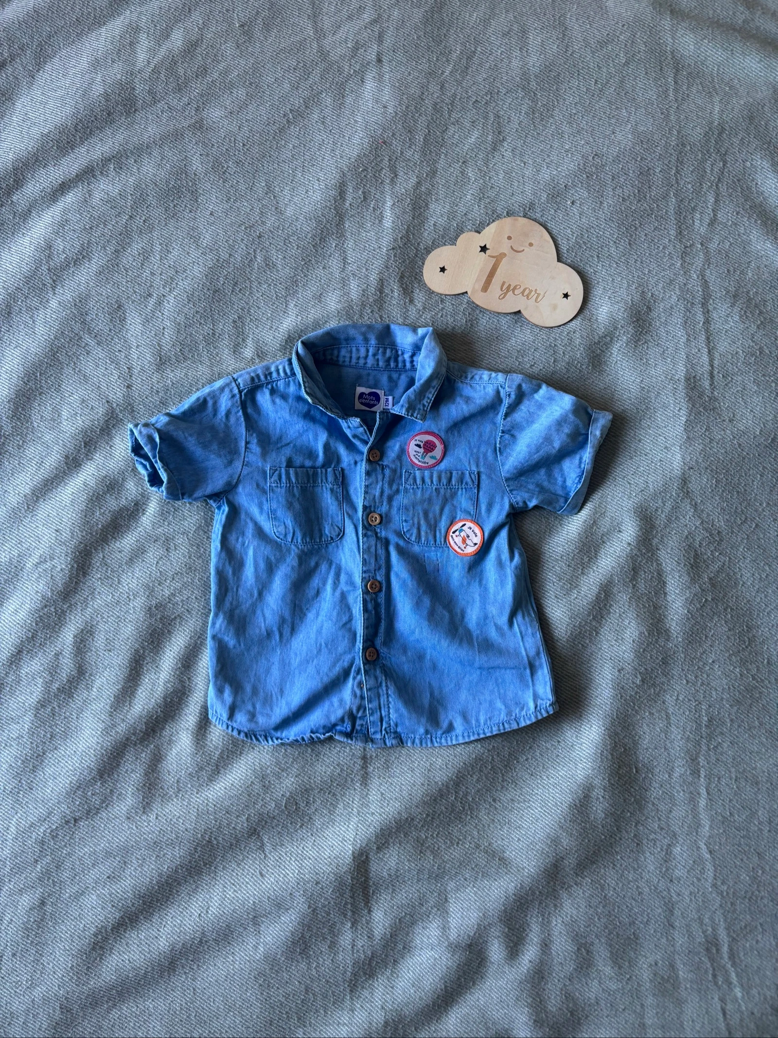 183/ Chemise en jean souple - Mots d’enfants - 12 mois 